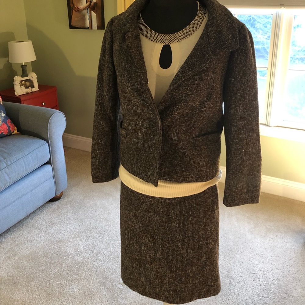 FULL OUTFIT Tweed Skirt Suit with Beaded Key Hole top (3 pieces)